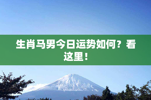 生肖马男今日运势如何？看这里！