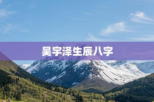 吴宇泽生辰八字