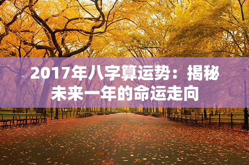 2017年八字算运势：揭秘未来一年的命运走向