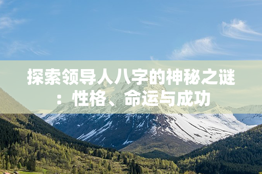 探索领导人八字的神秘之谜：性格、命运与成功