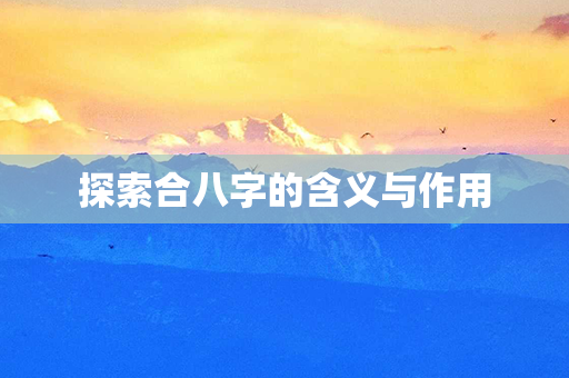 探索合八字的含义与作用