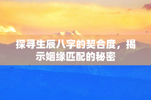 探寻生辰八字的契合度，揭示姻缘匹配的秘密