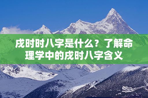 戌时时八字是什么？了解命理学中的戌时八字含义