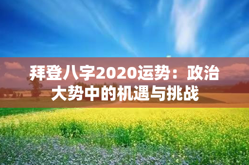 拜登八字2020运势：政治大势中的机遇与挑战