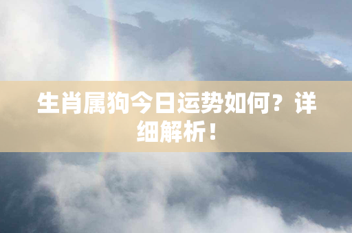 生肖属狗今日运势如何？详细解析！