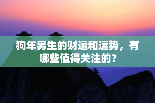 狗年男生的财运和运势，有哪些值得关注的？