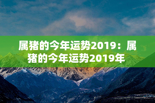 属猪的今年运势2019：属猪的今年运势2019年 